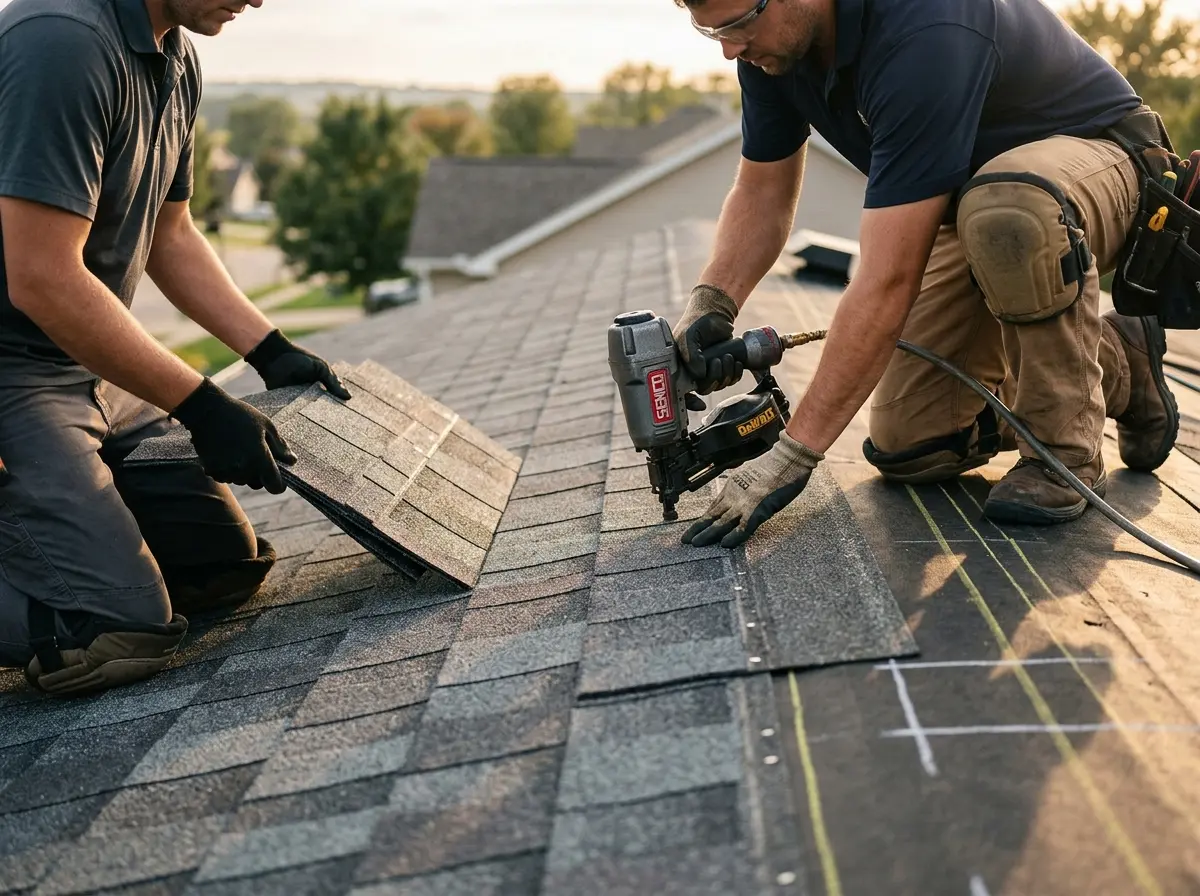 Professional roofer working on a residential roof in Haiku-Pauwela